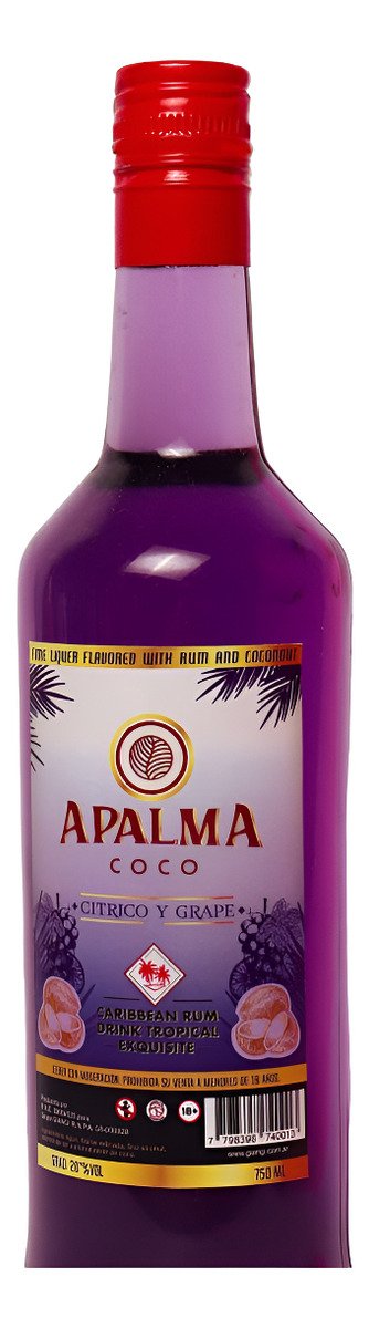 Ron Apalma Coco Caribbean Rum Uva 750ml Botella Premium