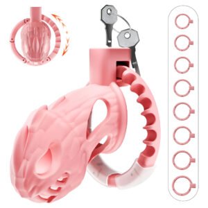 Jaula De Castidad Rosa Ligera Y Ajustable Resina Premium