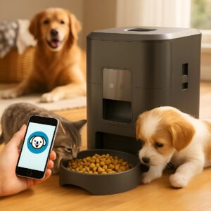 Comedero Inteligente De Mascotas Dispensador Automatico Wifi Negro